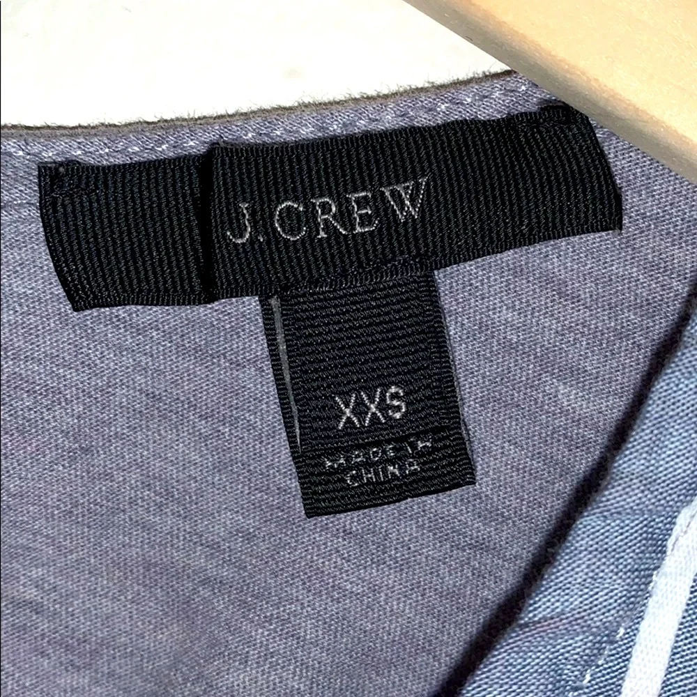 J Crew Striped Chambray Top Peplum Sleeveless Blue White Cotton XXS